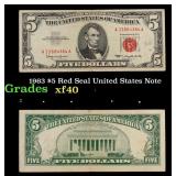 1963 $5 Red Seal United States Note Grades xf