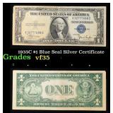 1935C $1 Blue Seal Silver Certificate Grades vf++