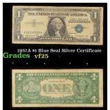 1957A $1 Blue Seal Silver Certificate Grades vf+