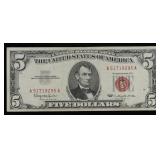 1963 $5 Red Seal United States Note Grades xf