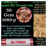 BU Shotgun Lincoln 1c roll, 1989-p 50 pcs Bank Wra