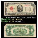 1928G $2 Red Seal United States Note Grades vf det