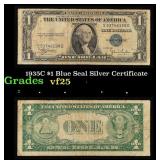 1935C $1 Blue Seal Silver Certificate Grades vf+