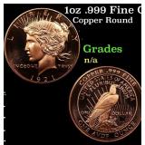1oz .999 Fine Copper Bullion Round - Peace Dollar