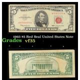 1963 $5 Red Seal United States Note Grades vf++