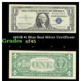 1957B $1 Blue Seal Silver Certificate Grades xf+
