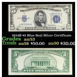 1934B $5 Blue Seal Silver Certificate Grades Selec