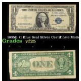 1935G $1 Blue Seal Silver Certificate Grades vf+ M