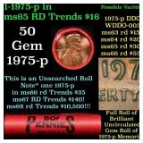 BU Shotgun Lincoln 1c roll, 1975-p 50 pcs Bank Wra