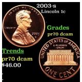 2003-s Proof Lincoln Cent 1c Grades GEM++ Proof De