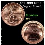 1oz .999 Fine Copper Bullion Round - Second Amendm