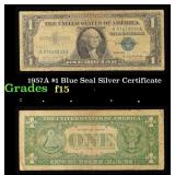 1957A $1 Blue Seal Silver Certificate Grades f+