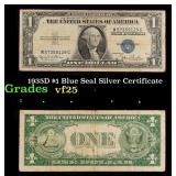 1935D $1 Blue Seal Silver Certificate Grades vf+