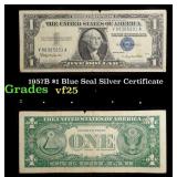 1957B $1 Blue Seal Silver Certificate Grades vf+