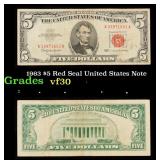 1963 $5 Red Seal United States Note Grades vf++