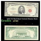 1963 $5 Red Seal United States Note Grades xf