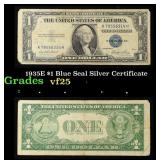 1935E $1 Blue Seal Silver Certificate Grades vf+