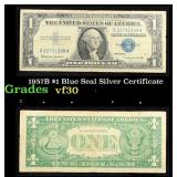 1957B $1 Blue Seal Silver Certificate Grades vf++
