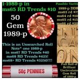 BU Shotgun Lincoln 1c roll, 1989-p 50 pcs Bank Wra