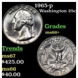 1965-p Washington Quarter 25c Grades GEM++ Unc