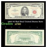 1963 $5 Red Seal United States Note Grades xf
