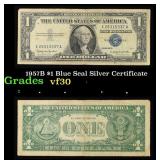 1957B $1 Blue Seal Silver Certificate Grades vf++