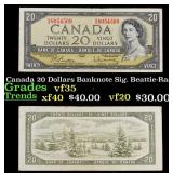1954 Canada 20 Dollars Banknote Sig. Beattie-Rasmi