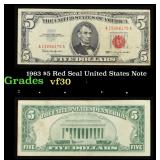 1963 $5 Red Seal United States Note Grades vf++