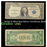 1935G $1 Blue Seal Silver Certificate Grades vf+ M