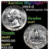 1984-d Washington Quarter 25c Grades GEM++ Unc