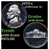 1970-s Proof Jefferson Nickel 5c Grades GEM++ Proo