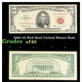 1963 $5 Red Seal United States Note Grades xf