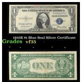 1935E $1 Blue Seal Silver Certificate Grades vf++