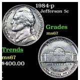 1984-p Jefferson Nickel 5c Grades GEM++ Unc