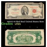 1953A $2 Red Seal United States Note Grades vf+