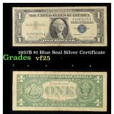 1957B $1 Blue Seal Silver Certificate Grades vf+
