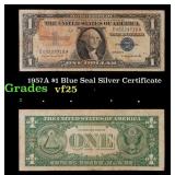 1957A $1 Blue Seal Silver Certificate Grades vf+