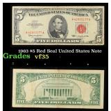 1963 $5 Red Seal United States Note Grades vf++