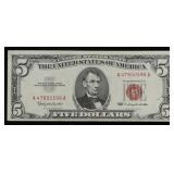 1963 $5 Red Seal United States Note Grades xf