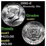 1980-d Kennedy Half Dollar 50c Grades GEM++ Unc