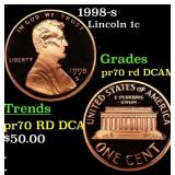 1998-s Proof Lincoln Cent 1c pr70 rd DCAM SEGS