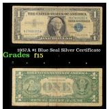 1957A $1 Blue Seal Silver Certificate Grades f+