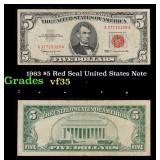 1963 $5 Red Seal United States Note Grades vf++