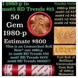 BU Shotgun Lincoln 1c roll, 1980-p 50 pcs Dunbar W