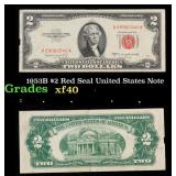 1953B $2 Red Seal United States Note Grades xf