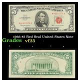 1963 $5 Red Seal United States Note Grades vf++
