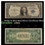 1935G $1 Blue Seal Silver Certificate Grades vf+ M