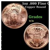 1oz .999 Fine Copper Bullion Round - Standing Libe