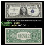 1957B $1 Blue Seal Silver Certificate Grades Gem+