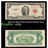1953 $2 Red Seal United States Note Grades vf++